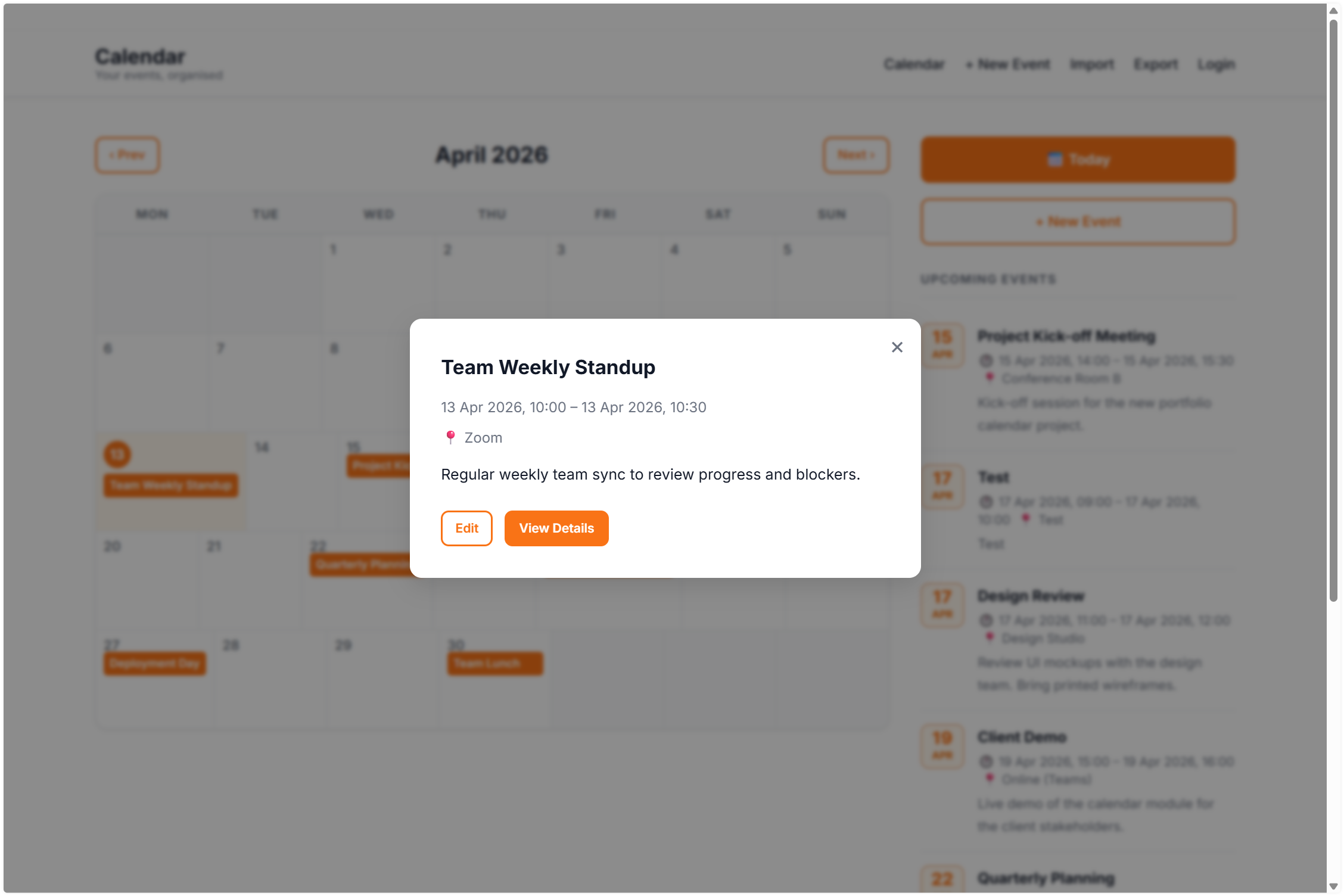 Calendar screenshot 2